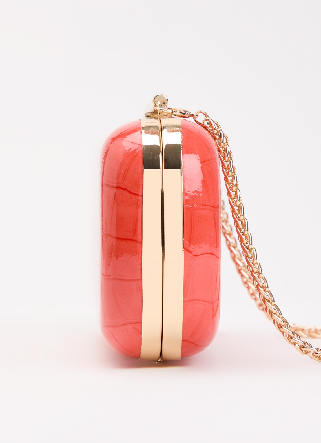 Dune London Body clutch van leer - detail 4 koraalroze