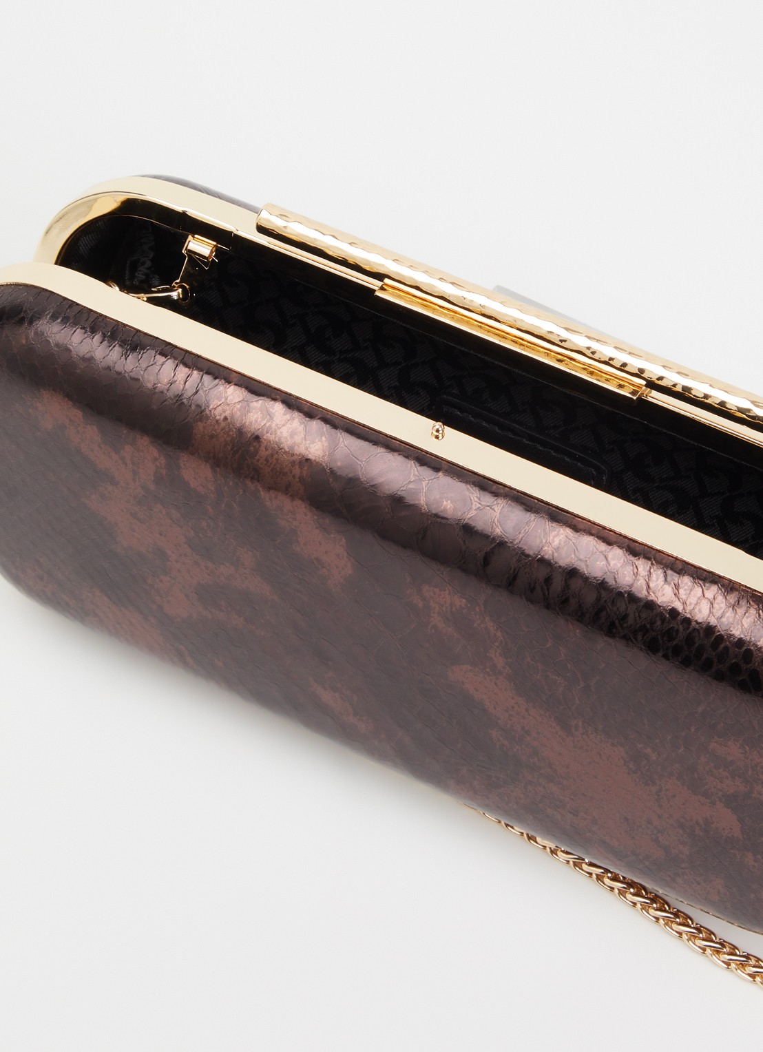 Dune London Body clutch van leer - detail 3 donkerbruin