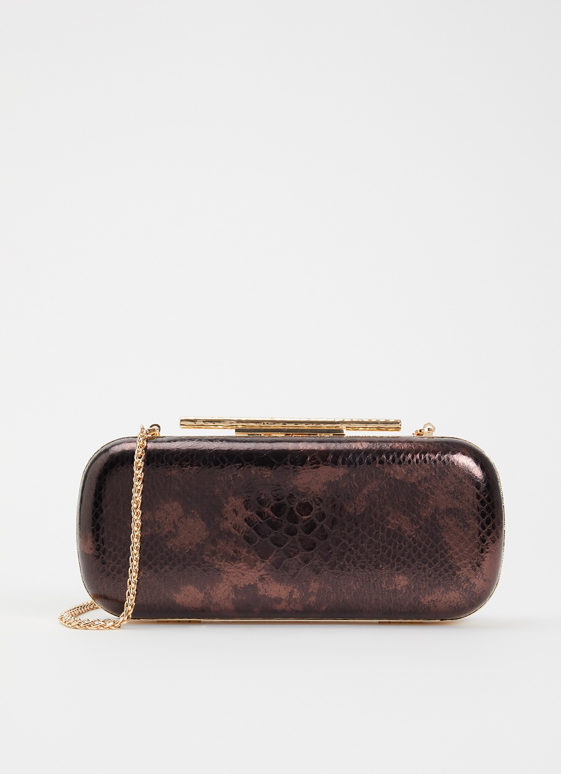Dune London Body clutch van leer - voorkant donkerbruin