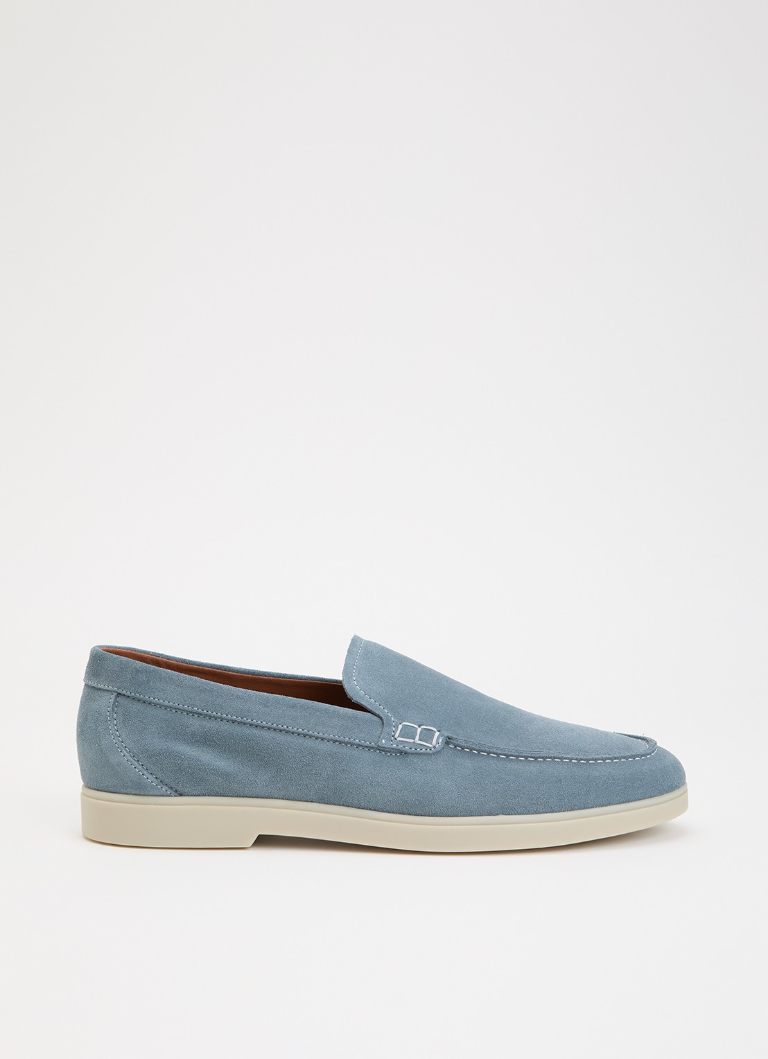 Dune London Boltman loafer van leer - voorkant lichtblauw