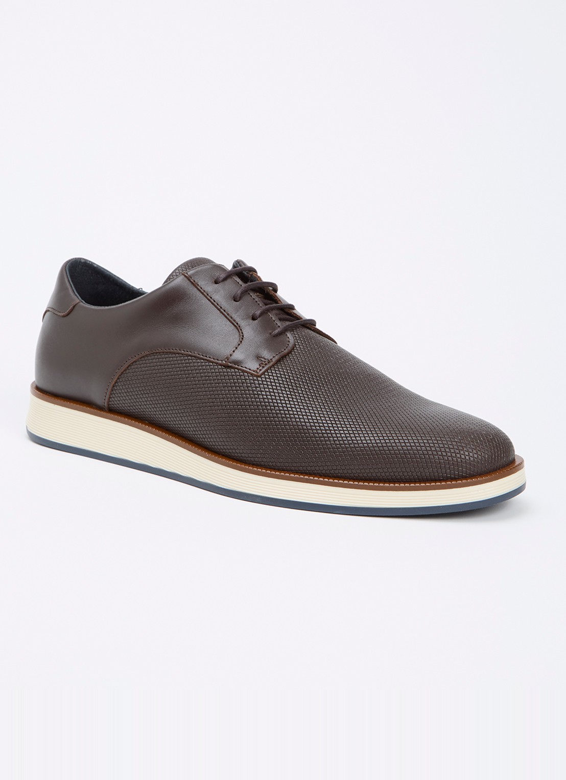 Dune London Bow veterschoen van leer  - voorkant donkerbruin