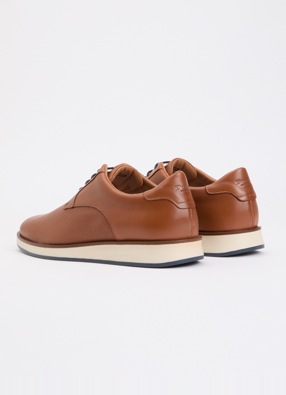 Dune London Bow veterschoen van leer  - achterkant cognac