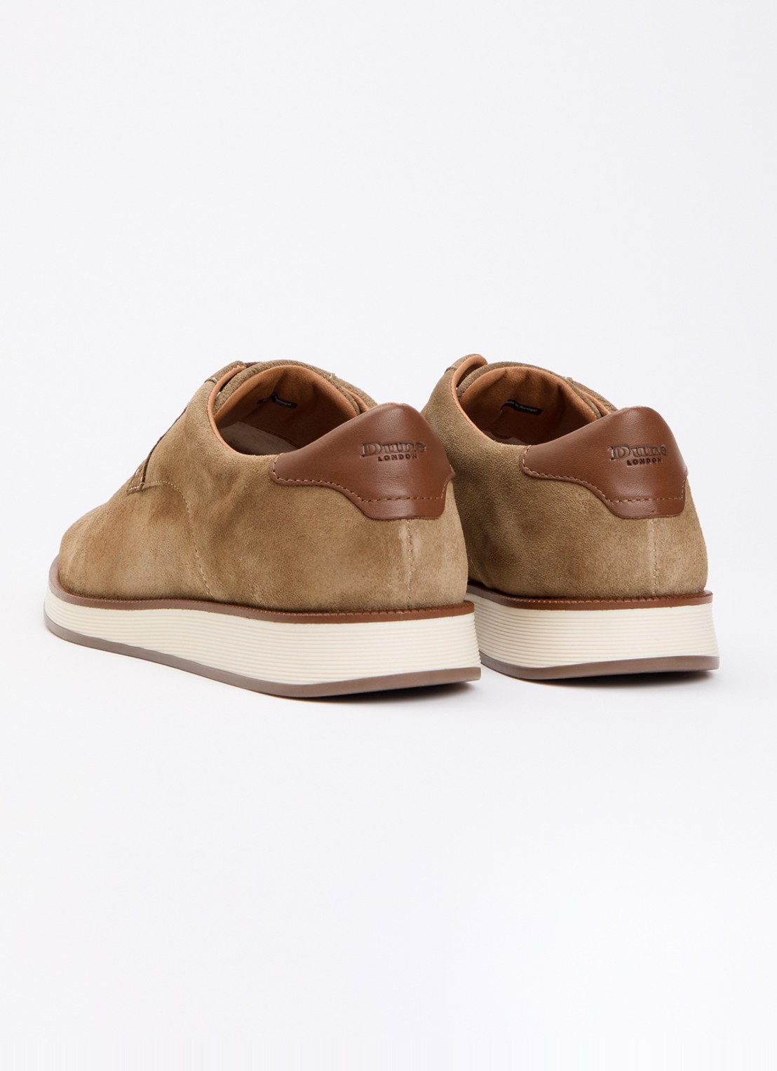 Dune London Bow veterschoen van leer  - achterkant 5 zand