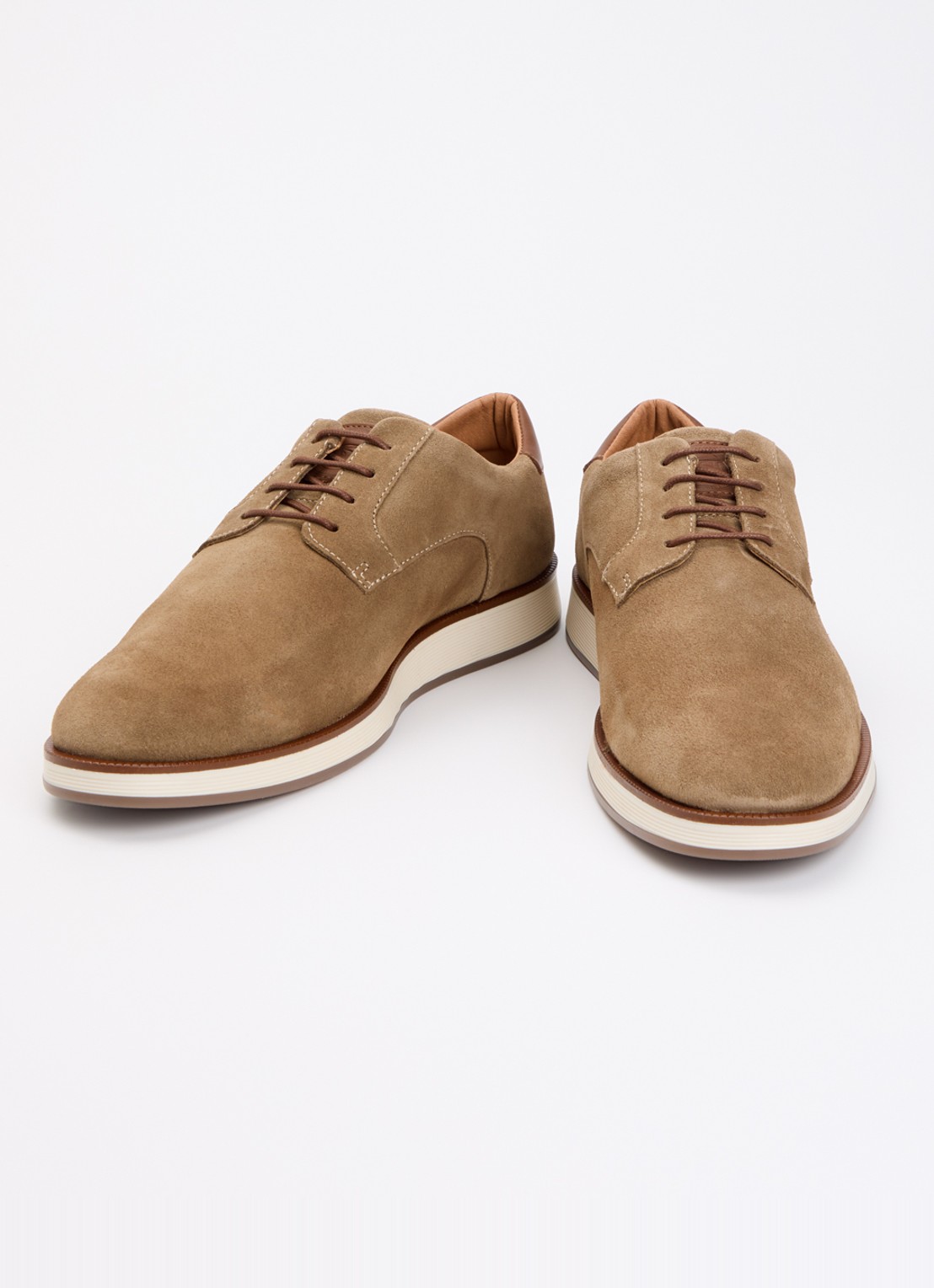 Dune London Bow veterschoen van leer  - detail 2 zand