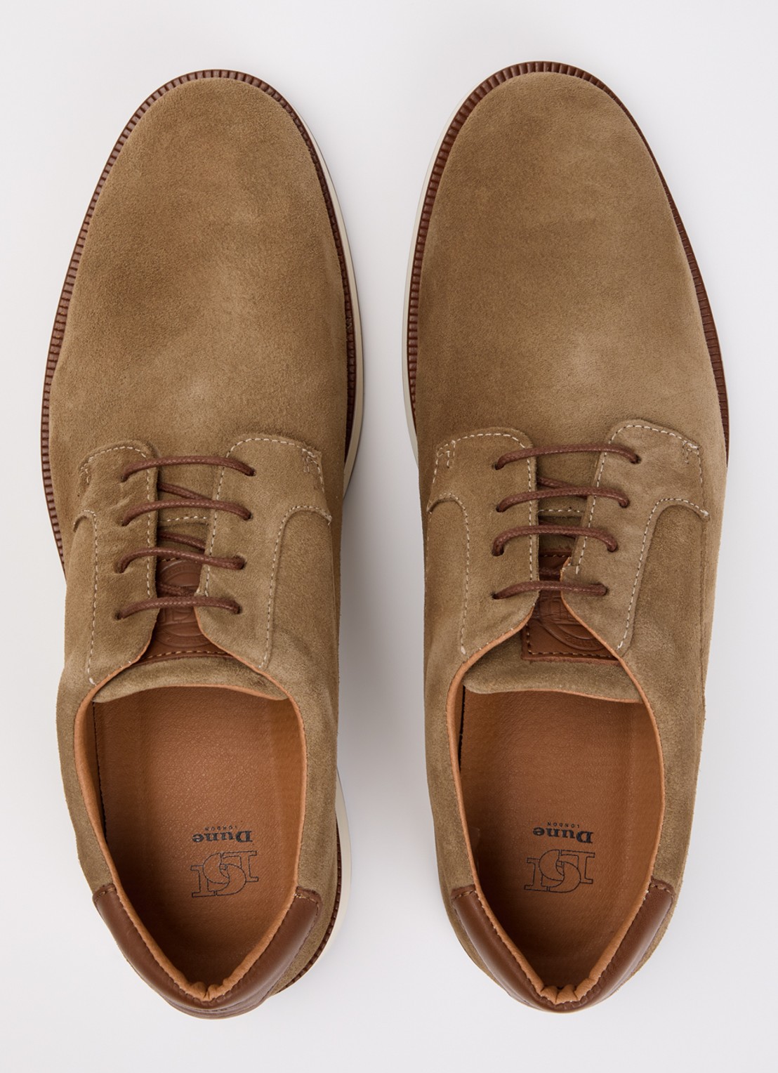 Dune London Bow veterschoen van leer  - detail 3 zand