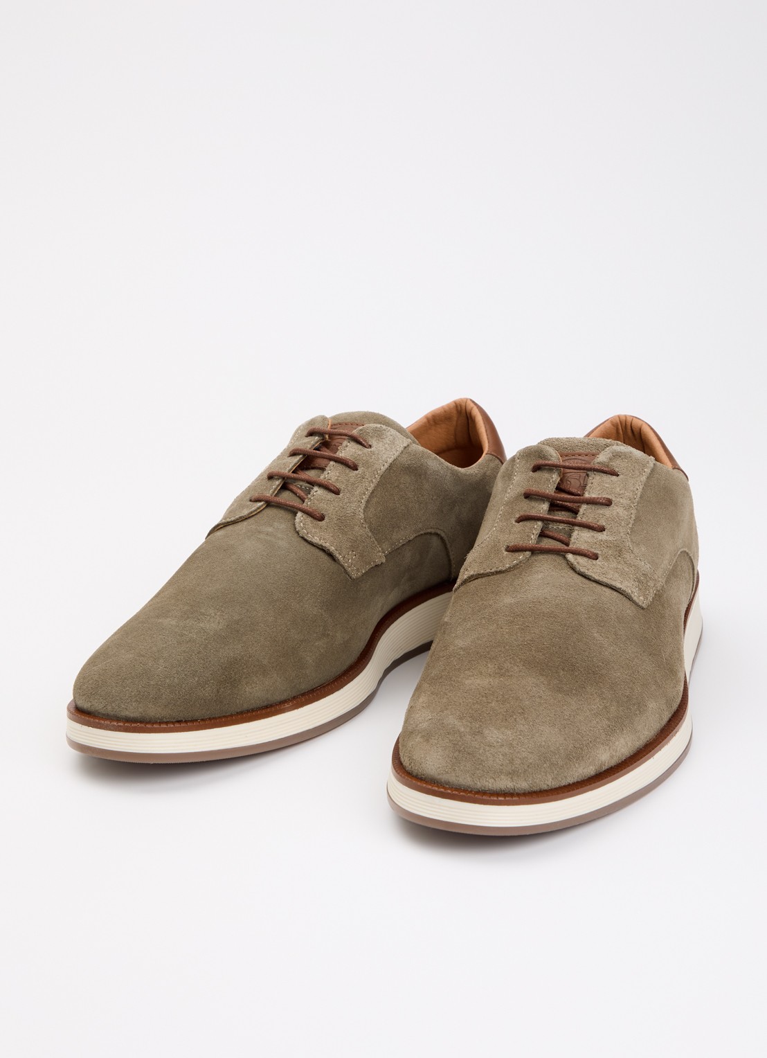 Dune London Bow veterschoen van leer  - detail bronsgroen