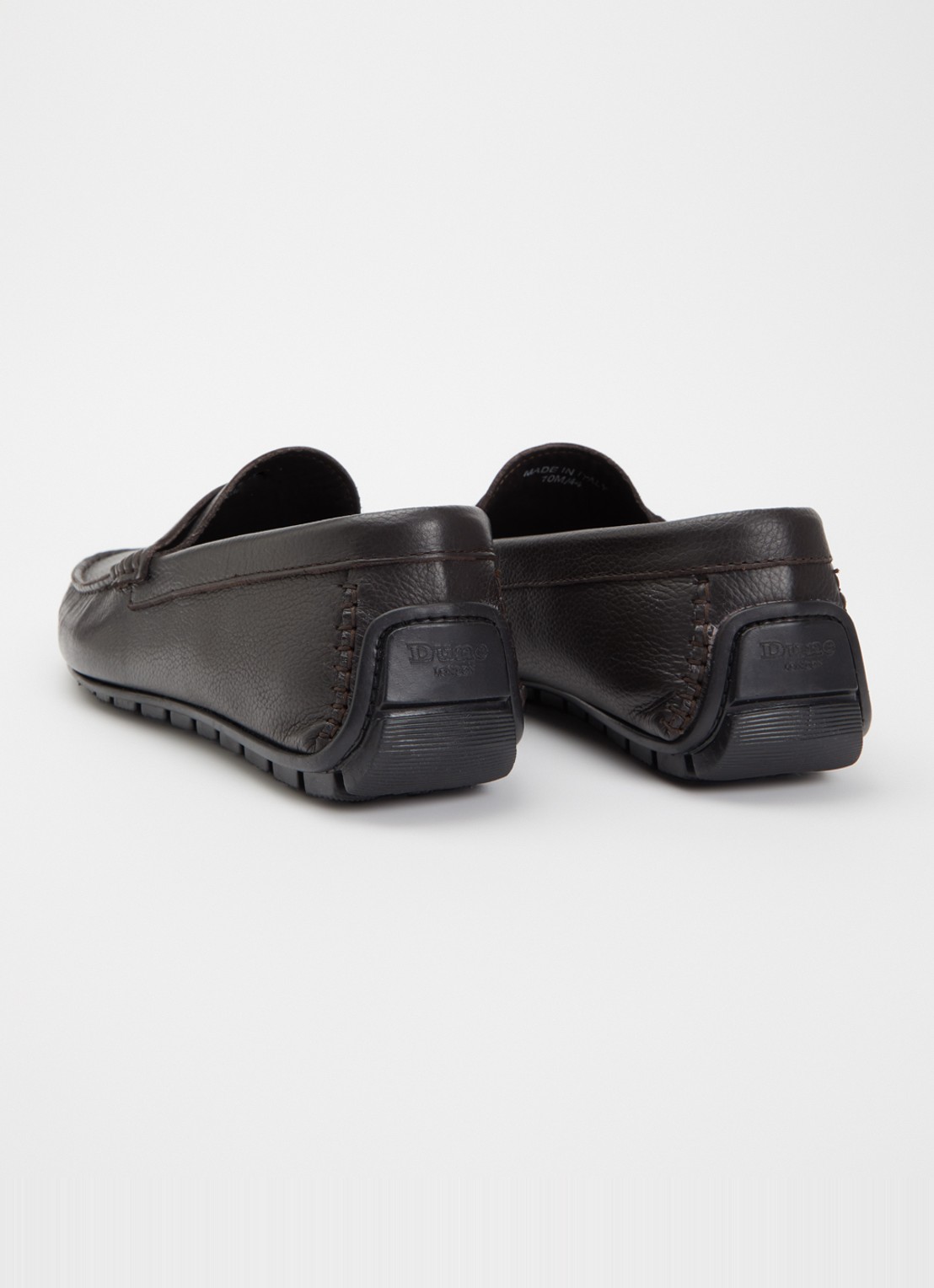 Dune London Brackley moccasin van leer met structuur - achterkant 4 donkerbruin