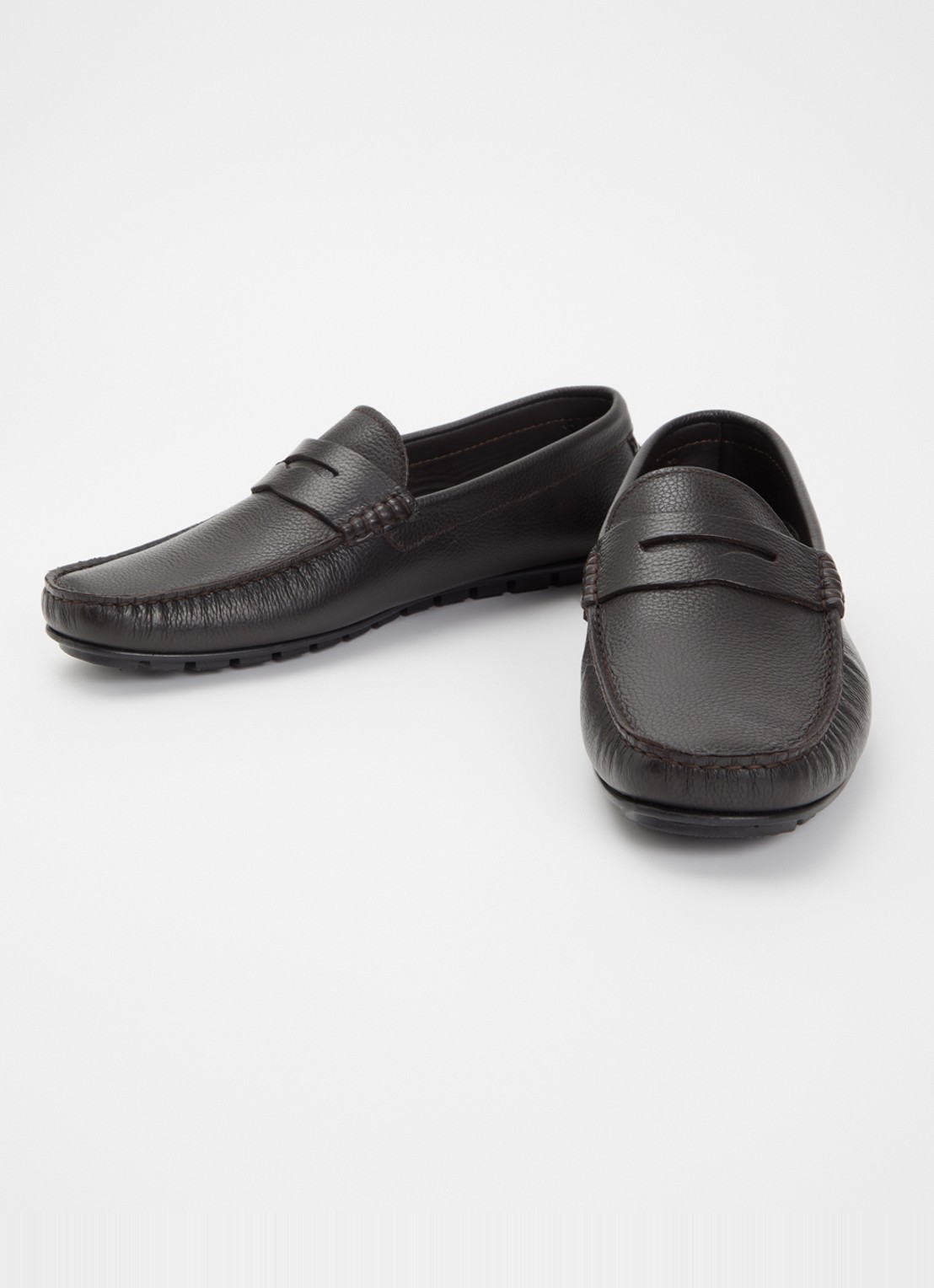 Dune London Brackley moccasin van leer met structuur - detail donkerbruin