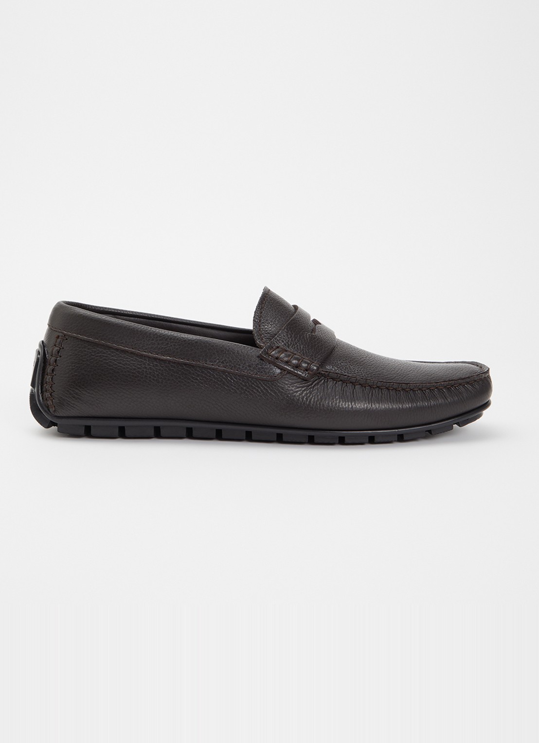 Dune London Brackley moccasin van leer met structuur - voorkant 5 donkerbruin