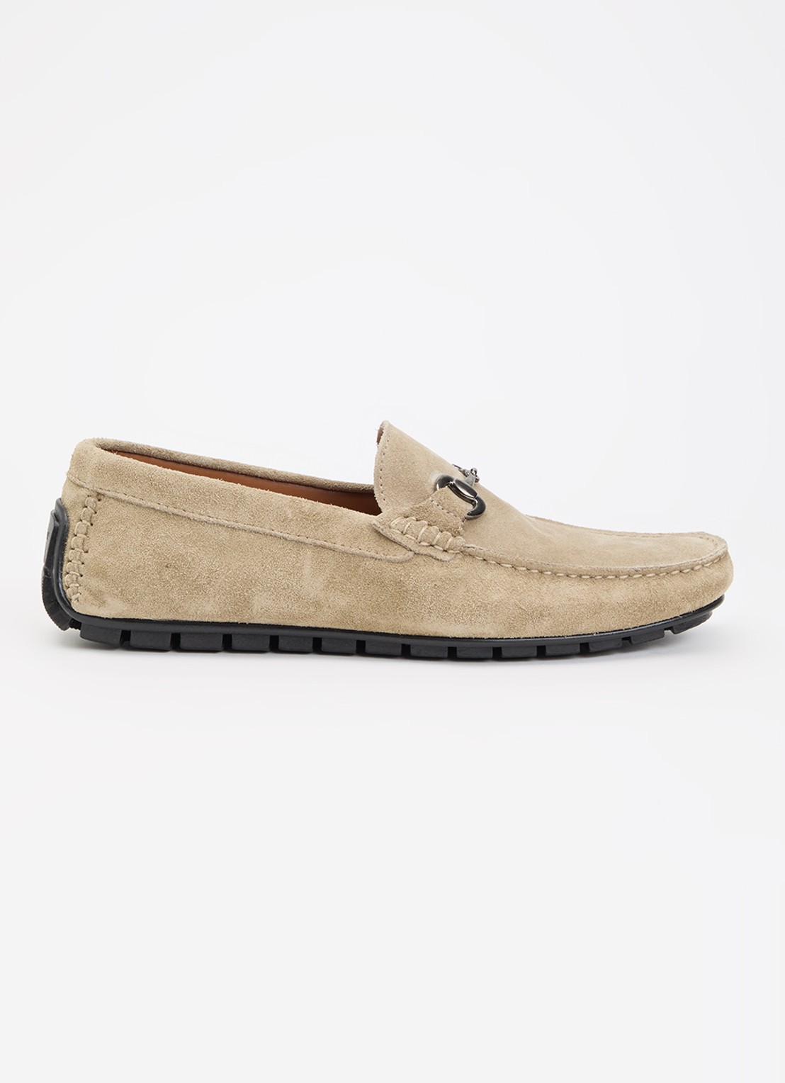 Dune London Brackon mocassin van leer - voorkant 5 taupe