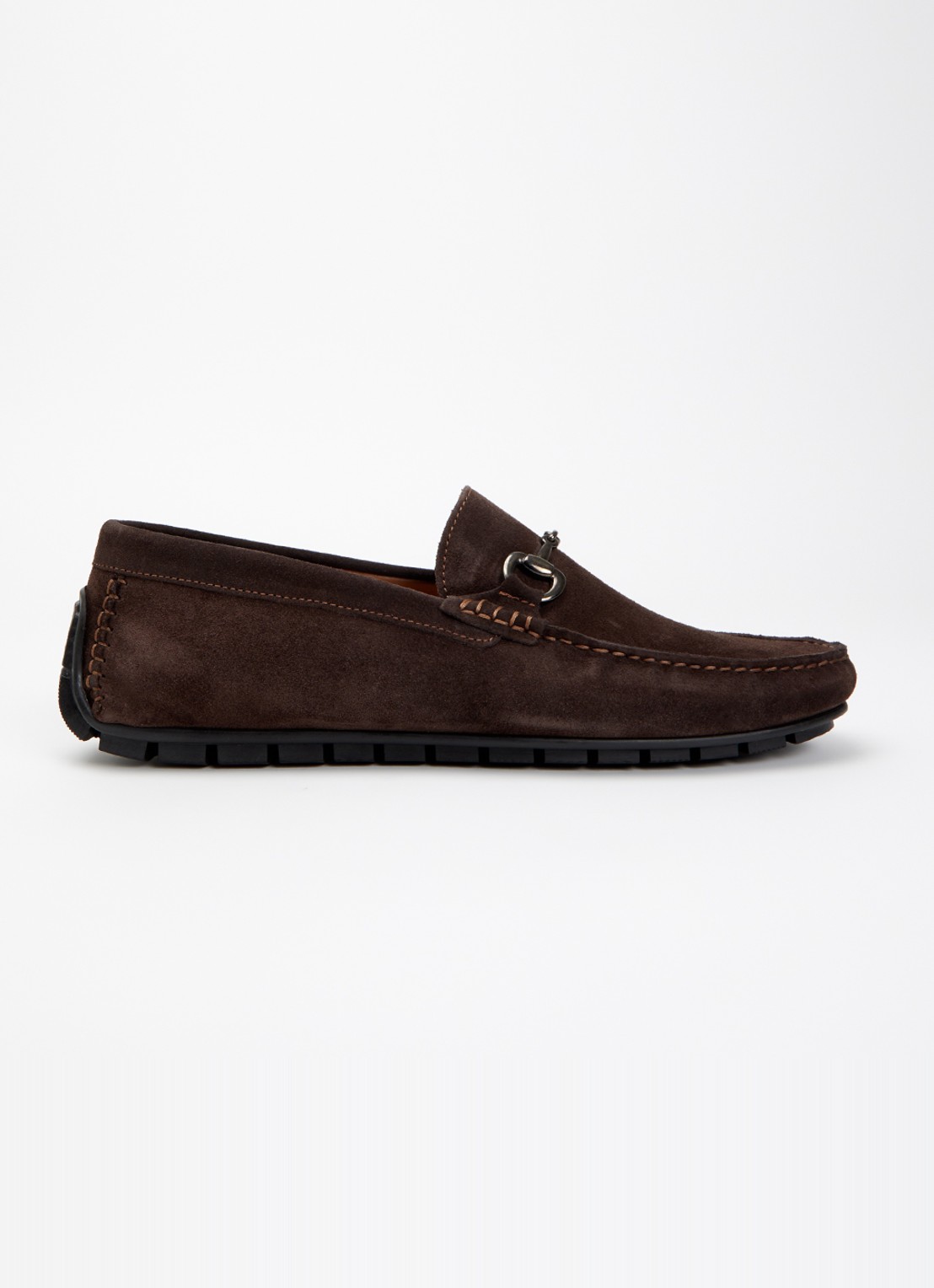 Dune London Brackon mocassins van leer - voorkant donkerbruin