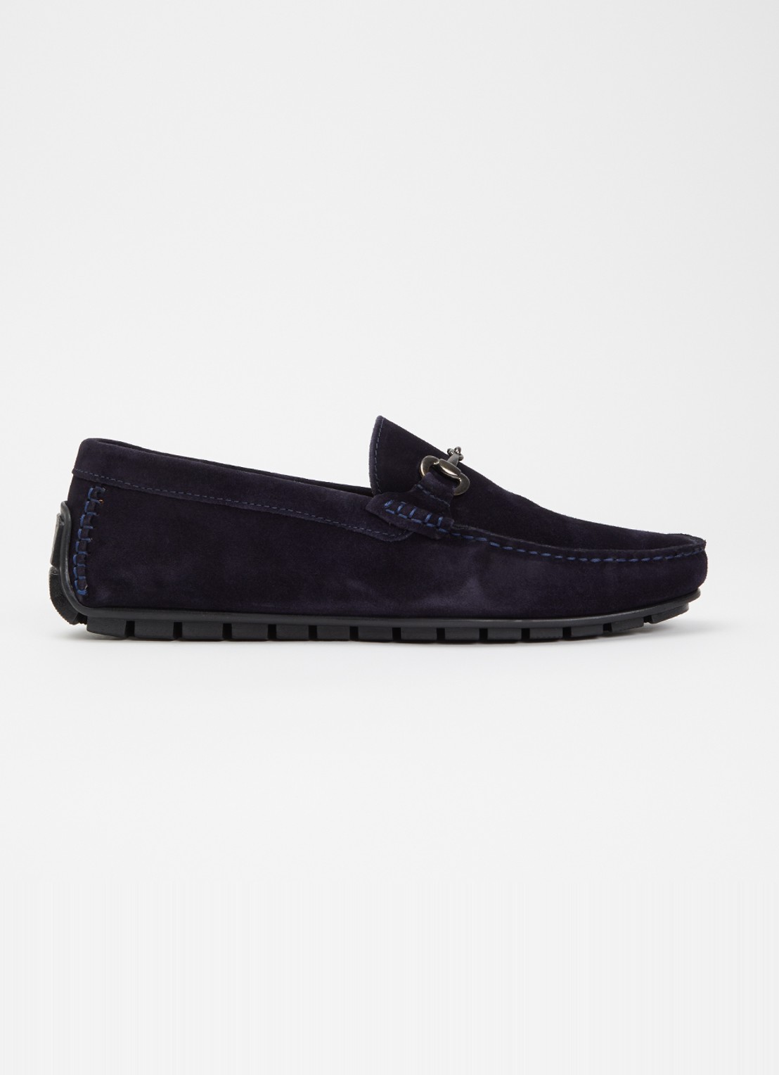 Dune London Brackon mocassins van leer - voorkant 8 donkerblauw