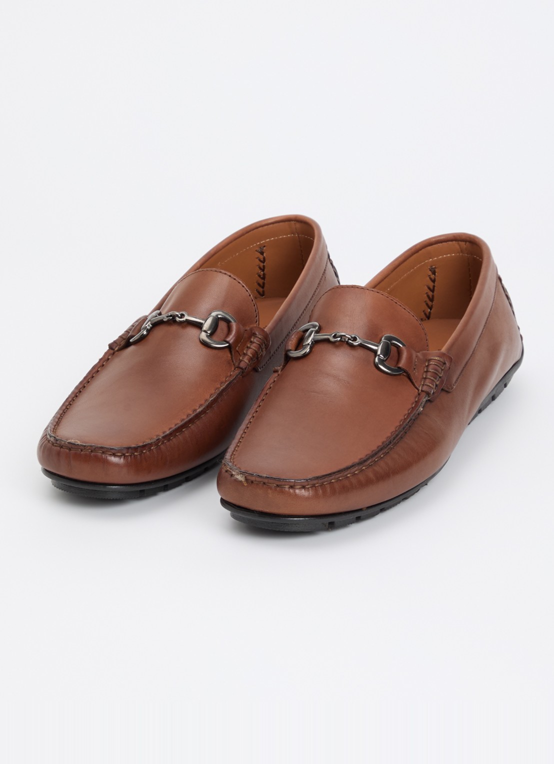 Dune London Brackon mocassins van leer - detail 2 cognac