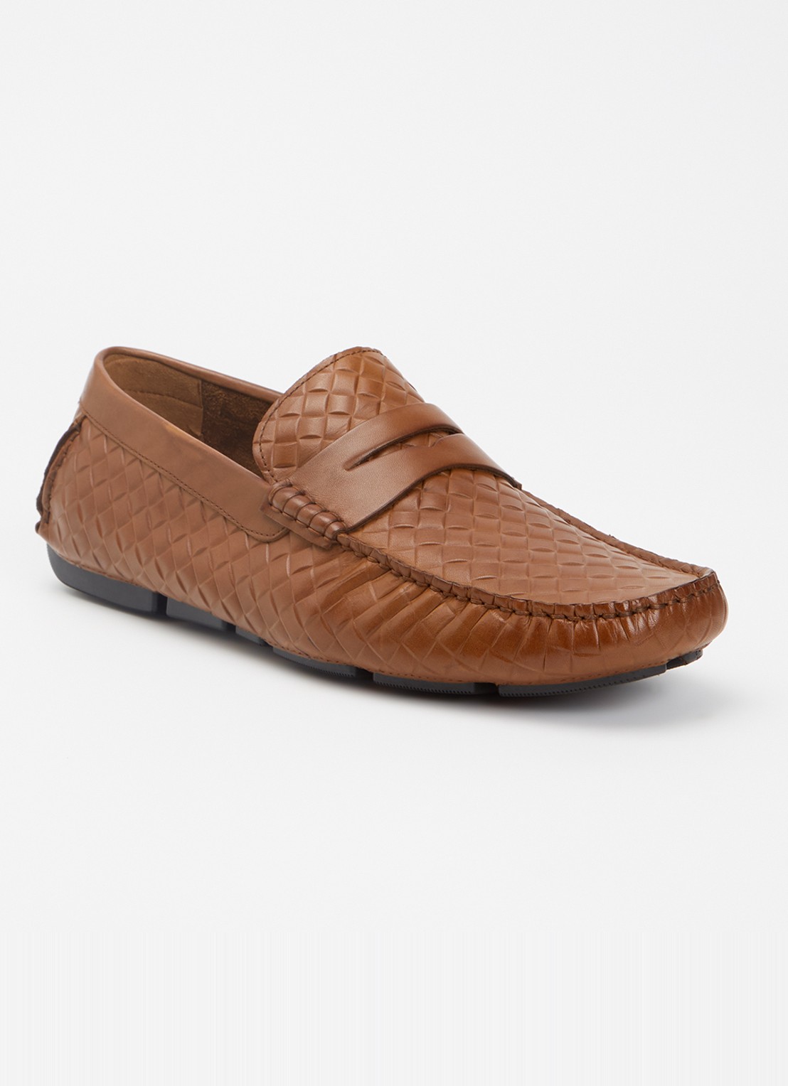 Dune London Bradlay moccasin van leer - voorkant bruin