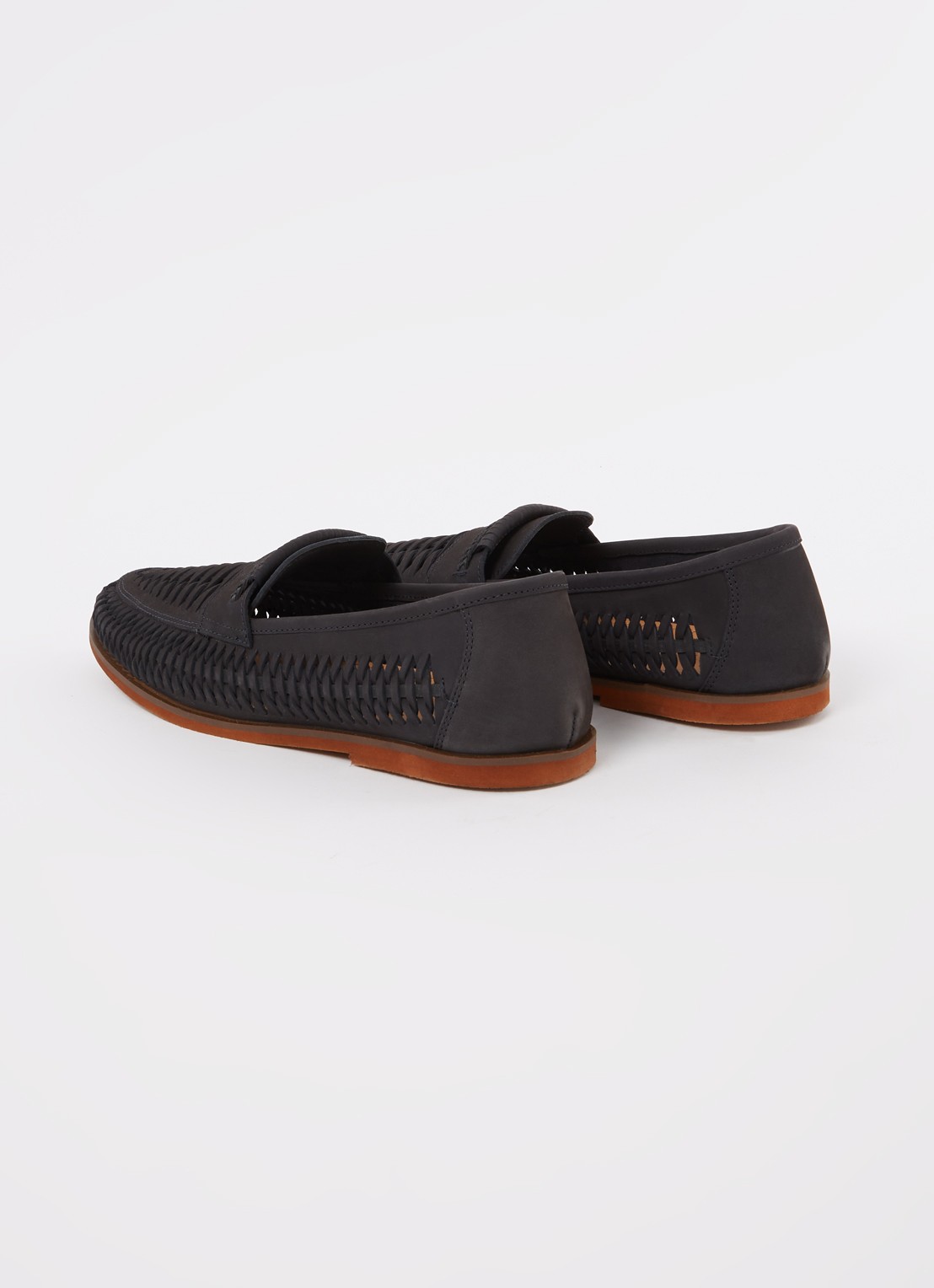Dune London Brickles loafer van leer - detail 2 donkerblauw