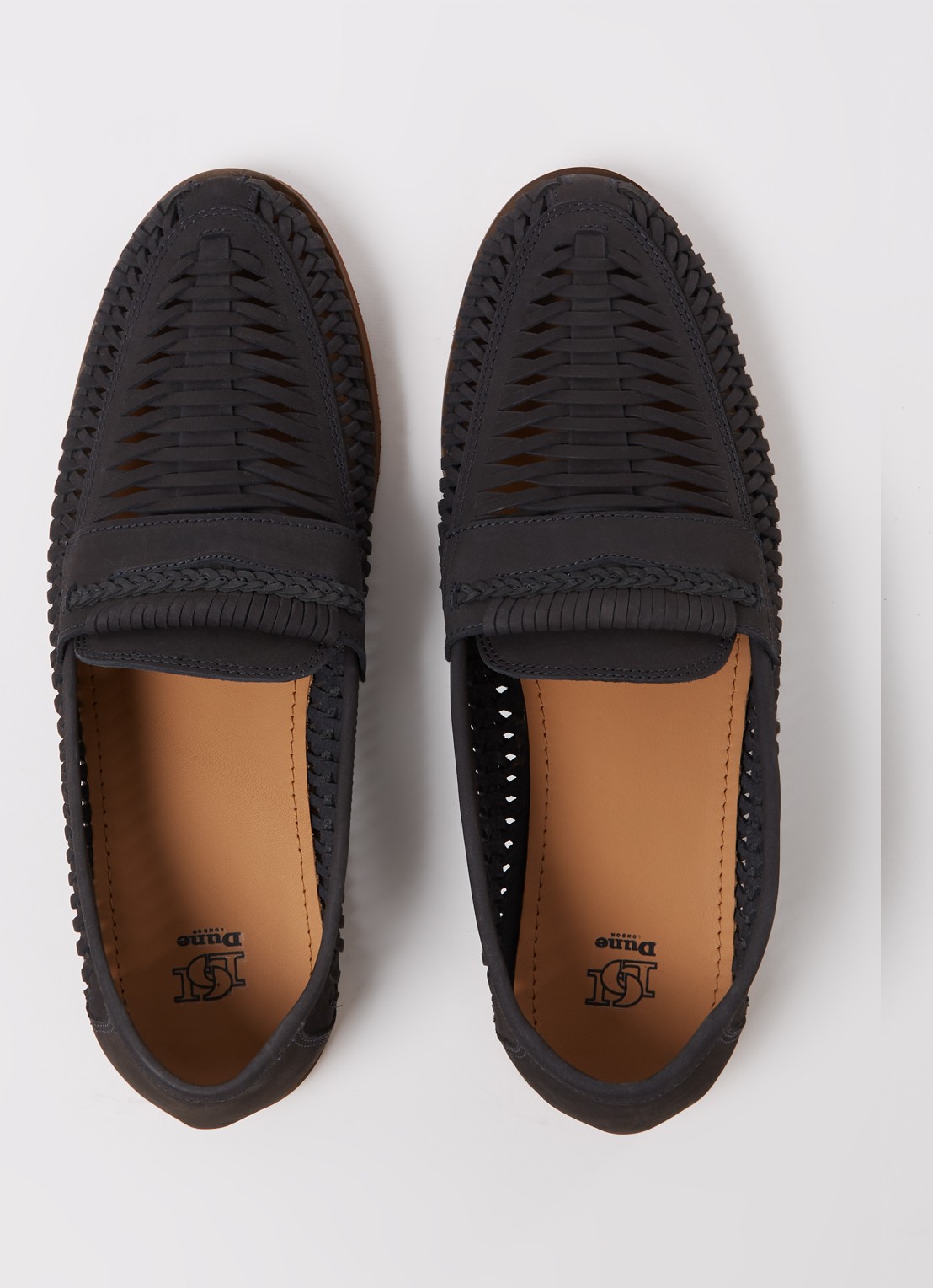 Dune London Brickles loafer van leer - detail 3 donkerblauw