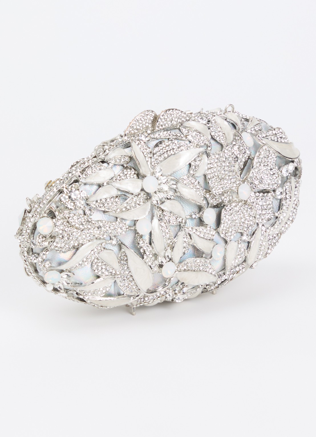 Dune London Brides clutch met strass en afneembare schouderriem - achterkant 5 zilver
