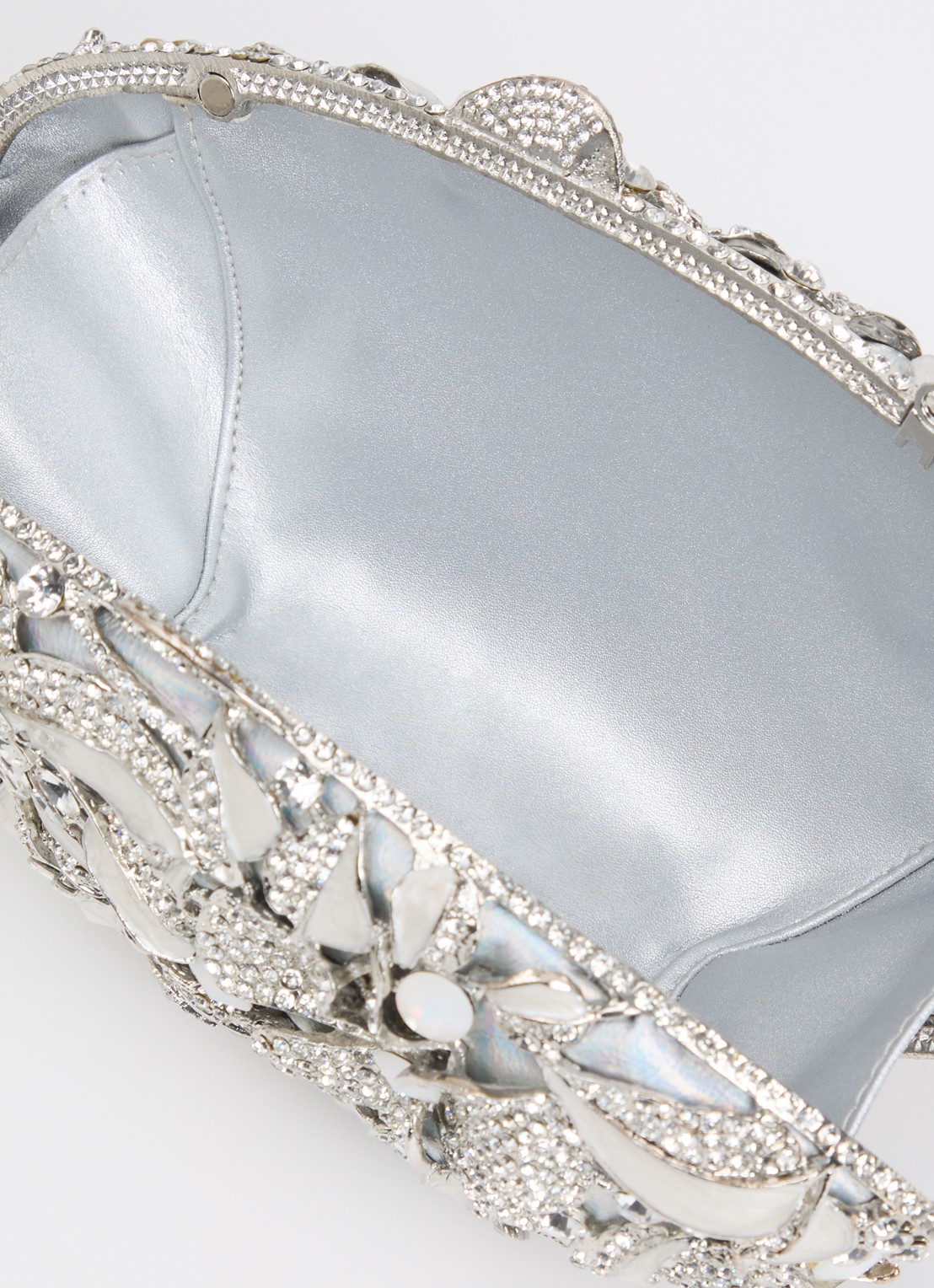 Dune London Brides clutch met strass en afneembare schouderriem - detail 2 zilver
