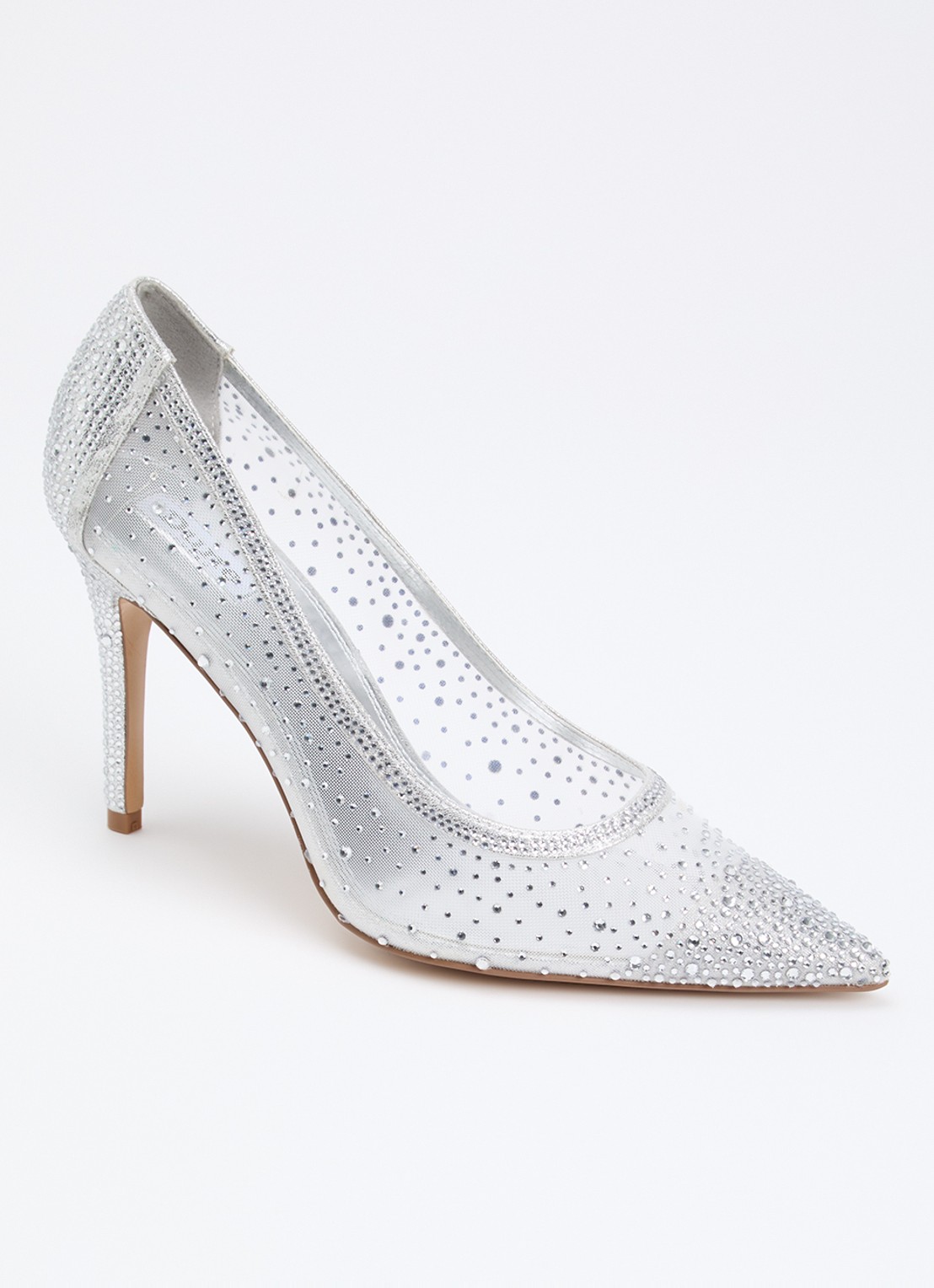 Dune London Brightest pump van mesh met strass - voorkant 2 zilver