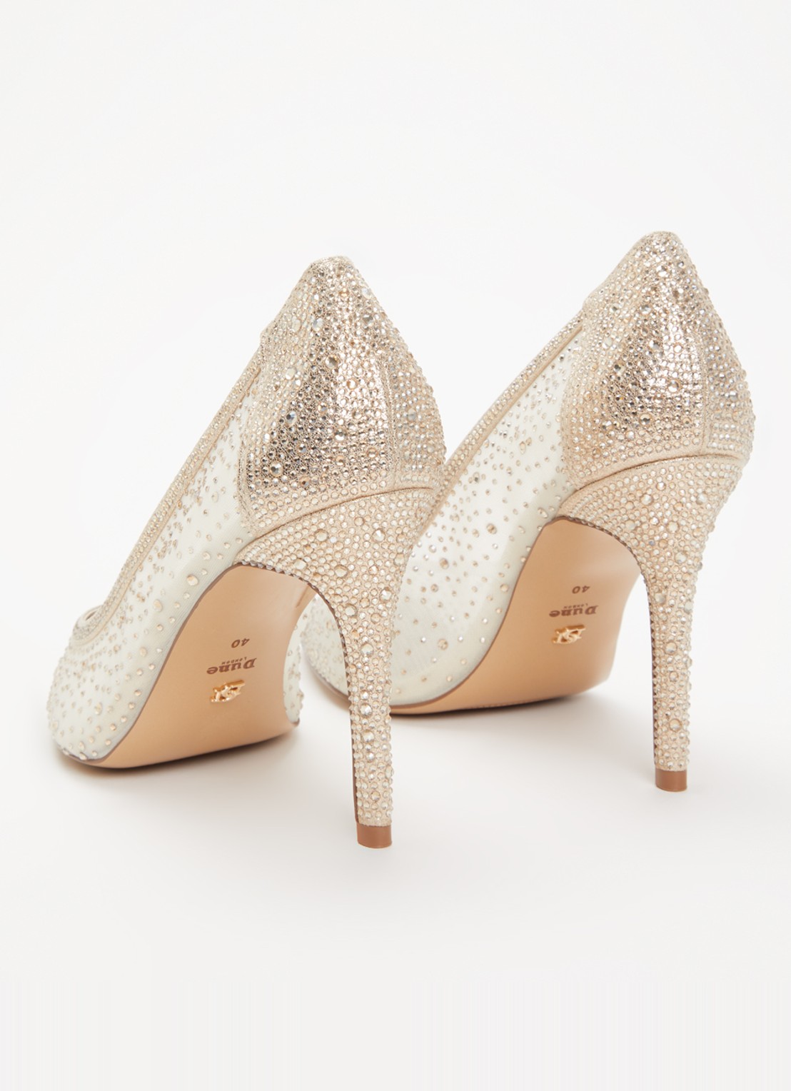 Dune London Brightest pump van mesh met strass - achterkant goud