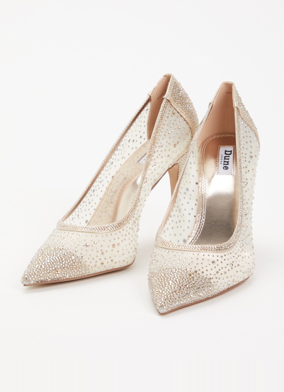 Dune London Brightest pump van mesh met strass - detail 2 goud