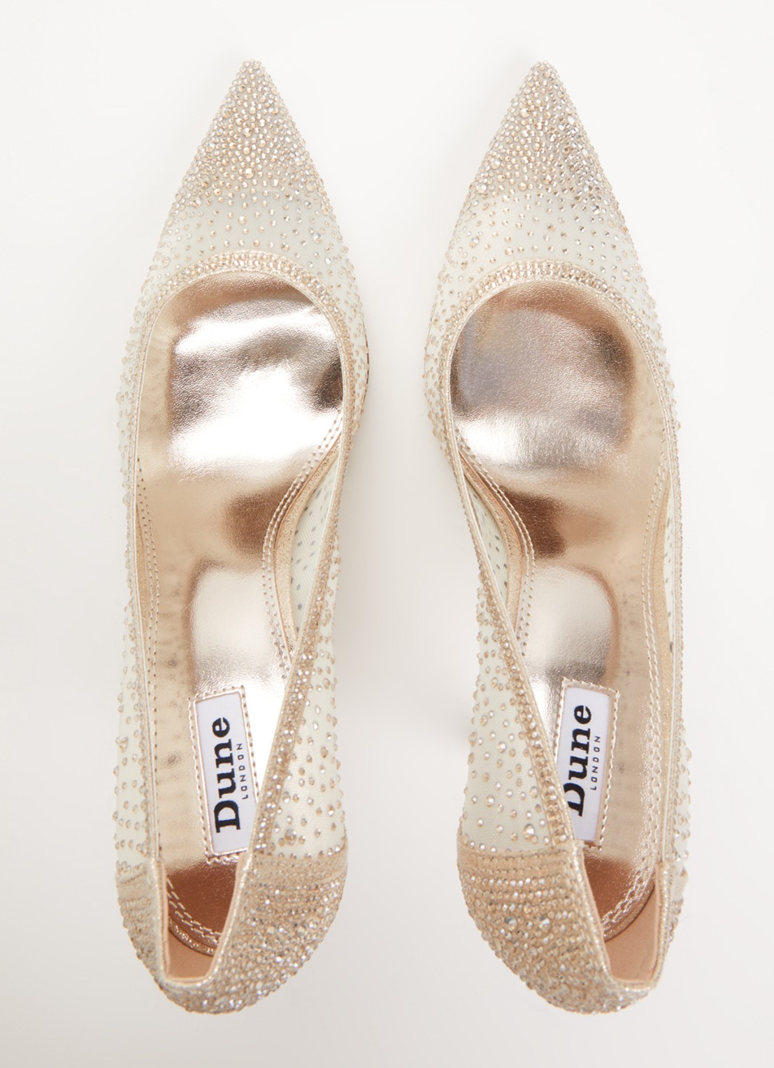 Dune London Brightest pump van mesh met strass - detail 3 goud