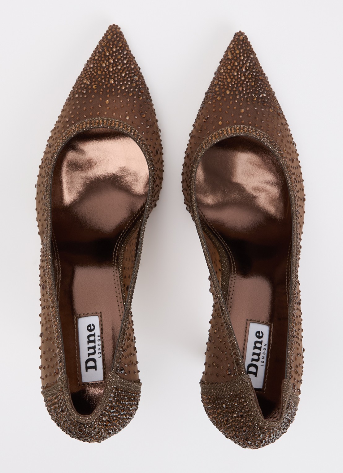 Dune London Brightest pump van mesh met strass - detail 4 donkerbruin