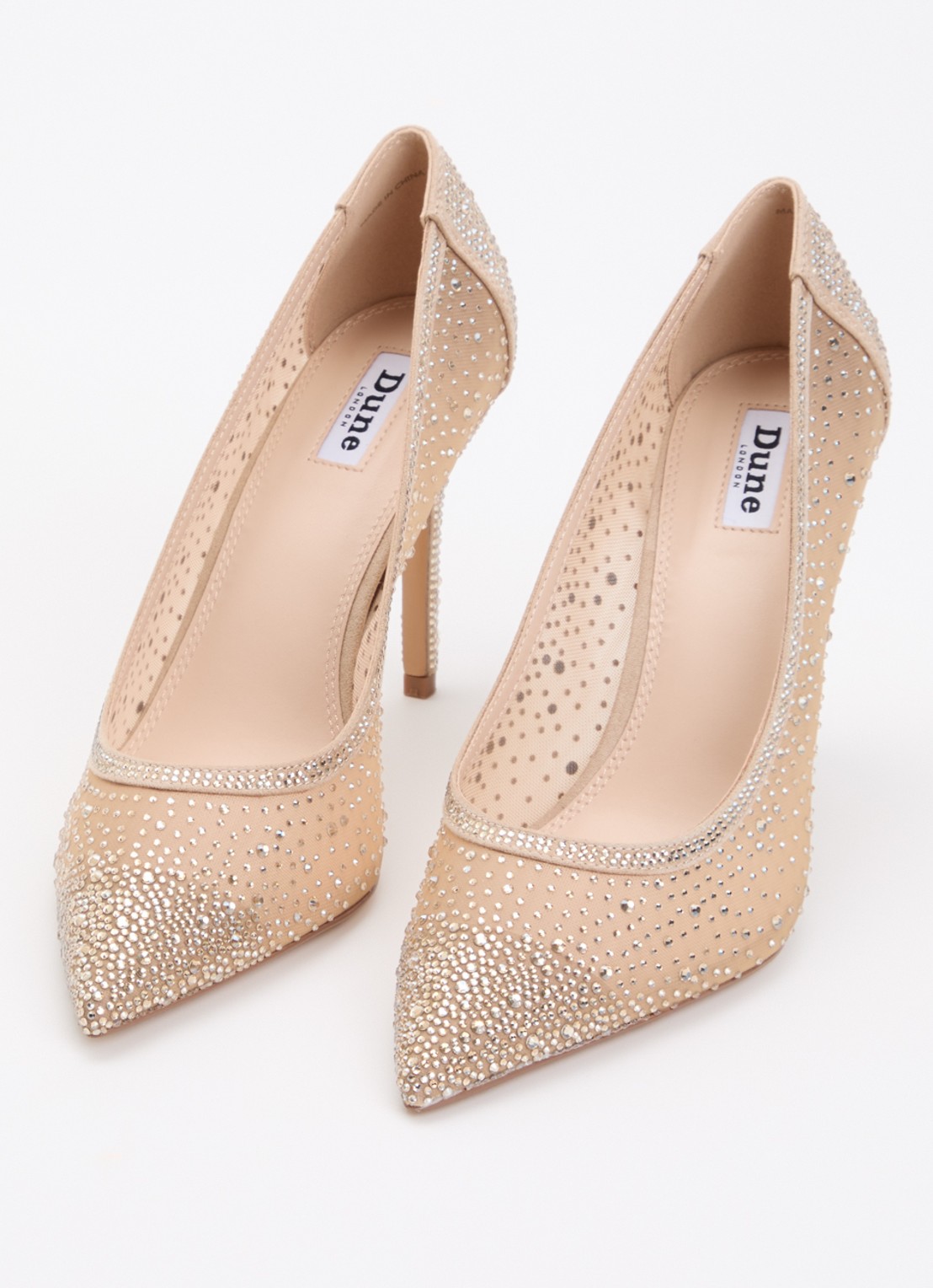 Dune London Brightest pump van mesh met strass - detail oudroze