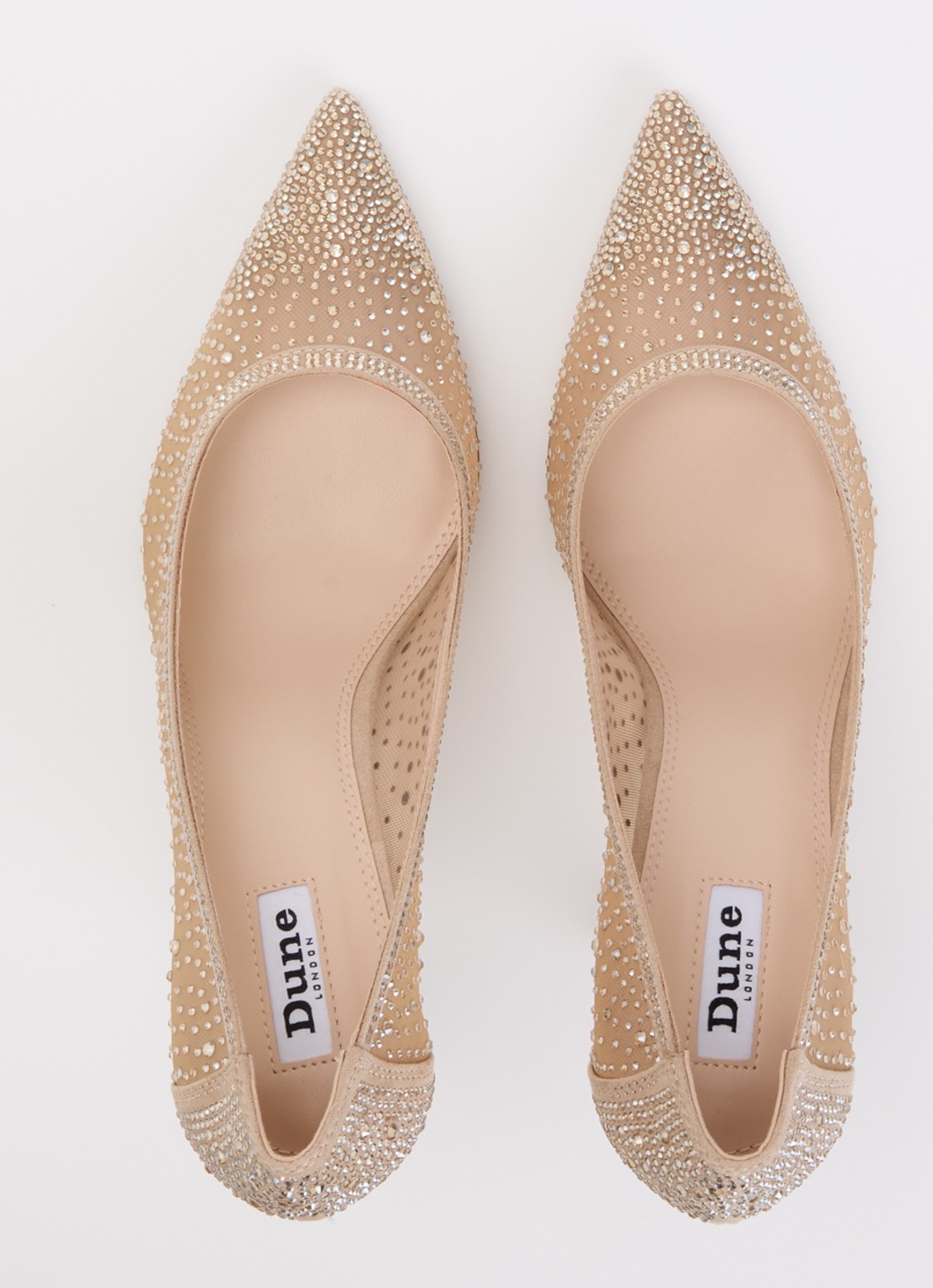 Dune London Brightest pump van mesh met strass - detail 2 oudroze