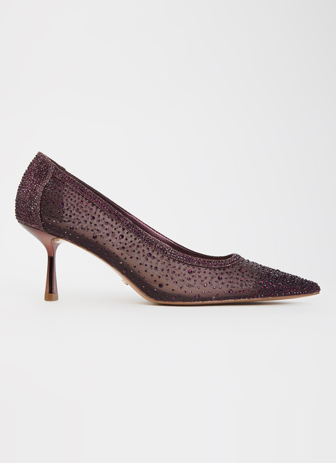 Dune London Brivelle pump van mesh met strass - voorkant 5 bordeauxrood