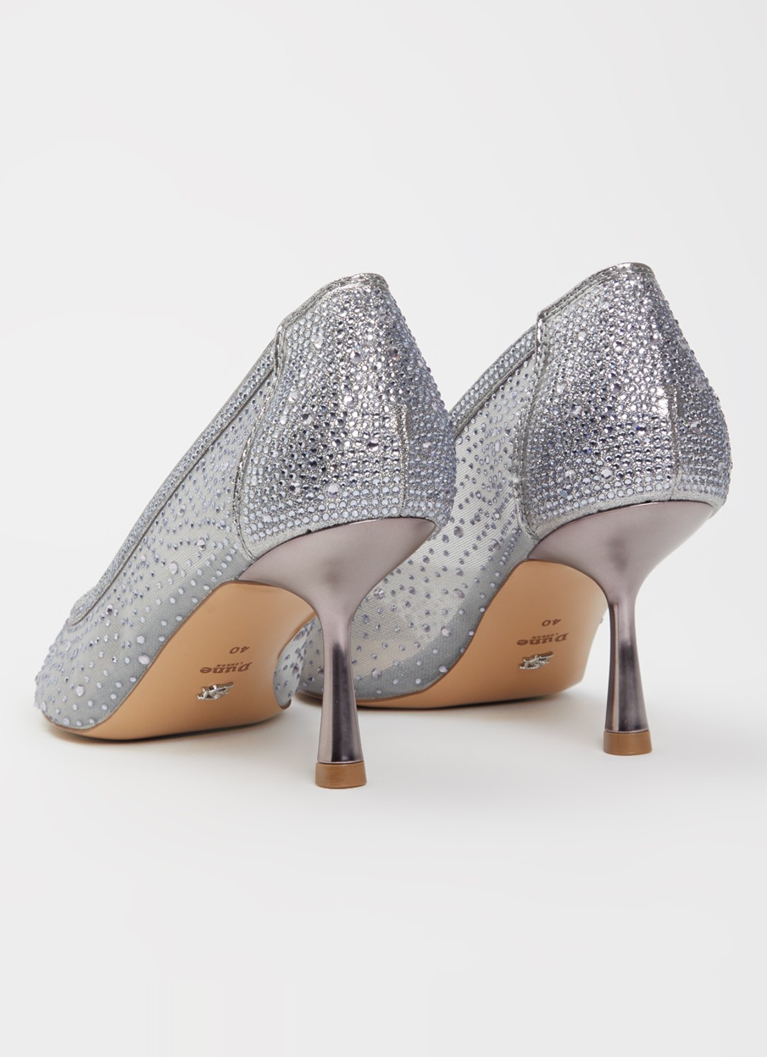 Dune London Brivelle pump van mesh met strass - achterkant 4 grijs