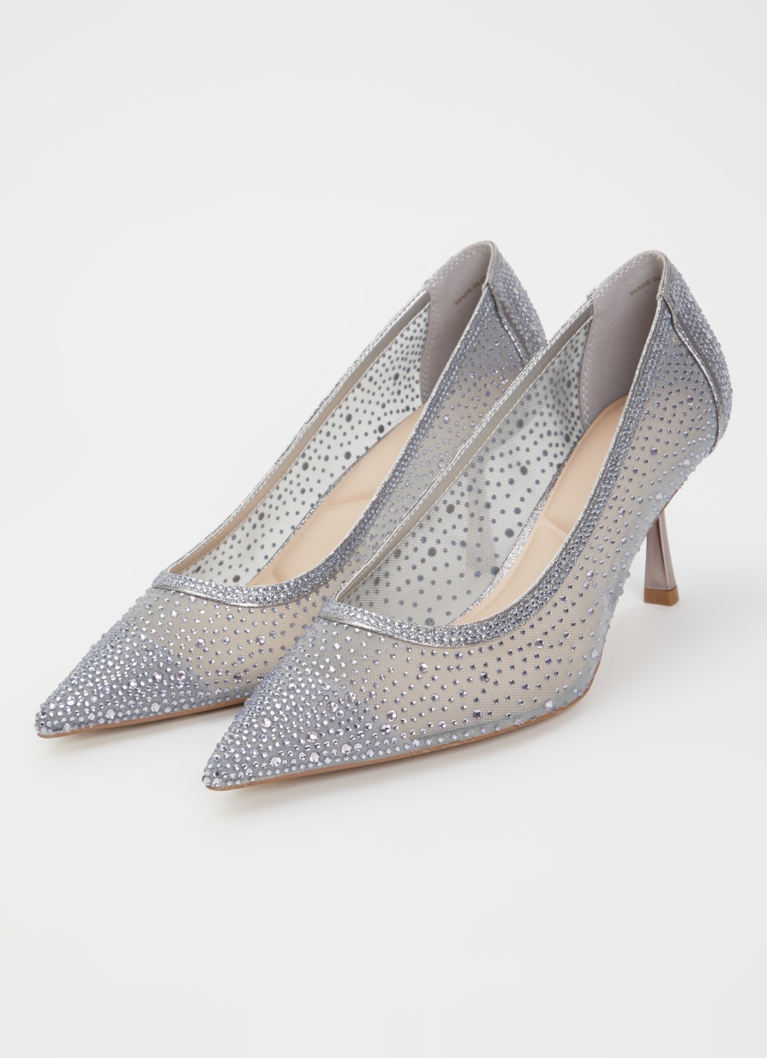 Dune London Brivelle pump van mesh met strass - detail grijs