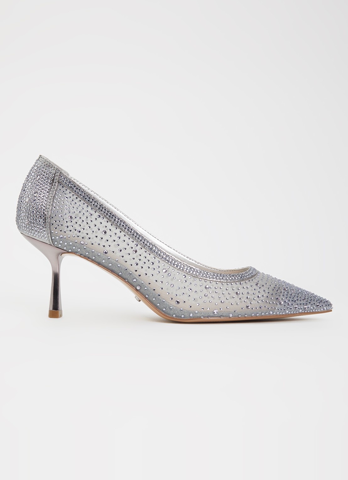 Dune London Brivelle pump van mesh met strass - voorkant 5 grijs