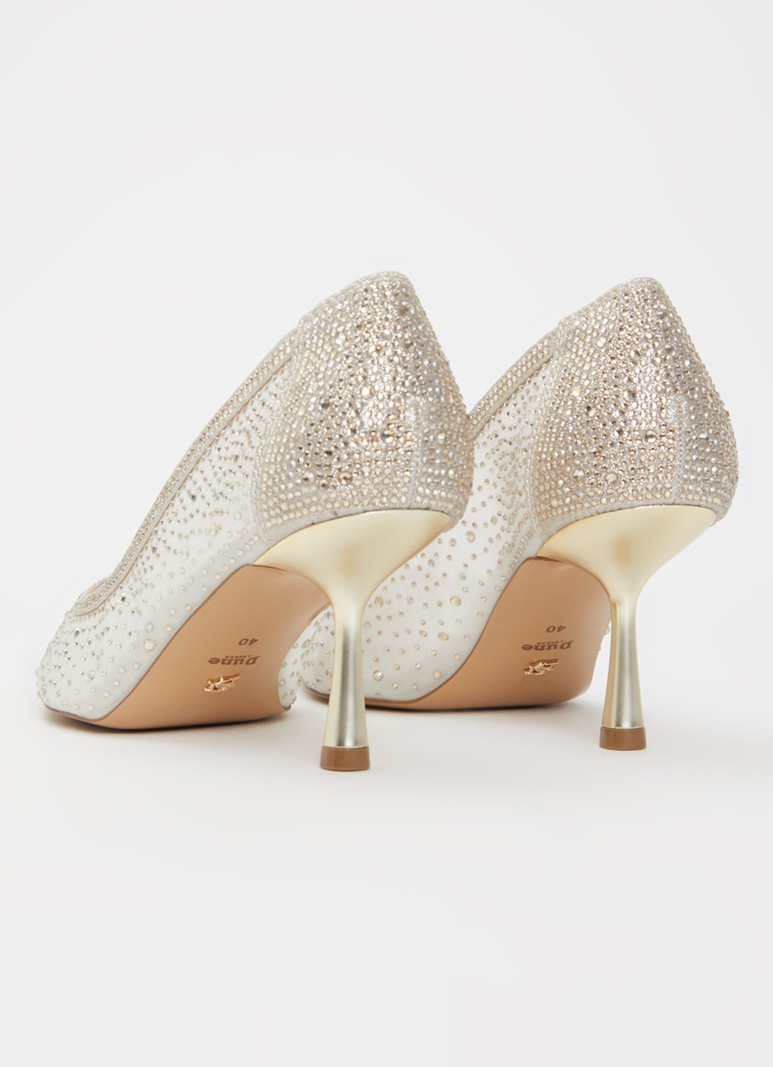 Dune London Brivelle pump van mesh met strass - achterkant 4 goud