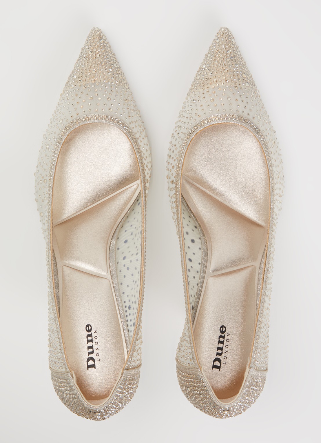 Dune London Brivelle pump van mesh met strass - detail 2 goud