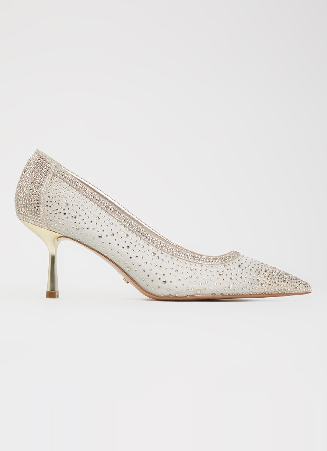 Dune London Brivelle pump van mesh met strass - voorkant 5 goud