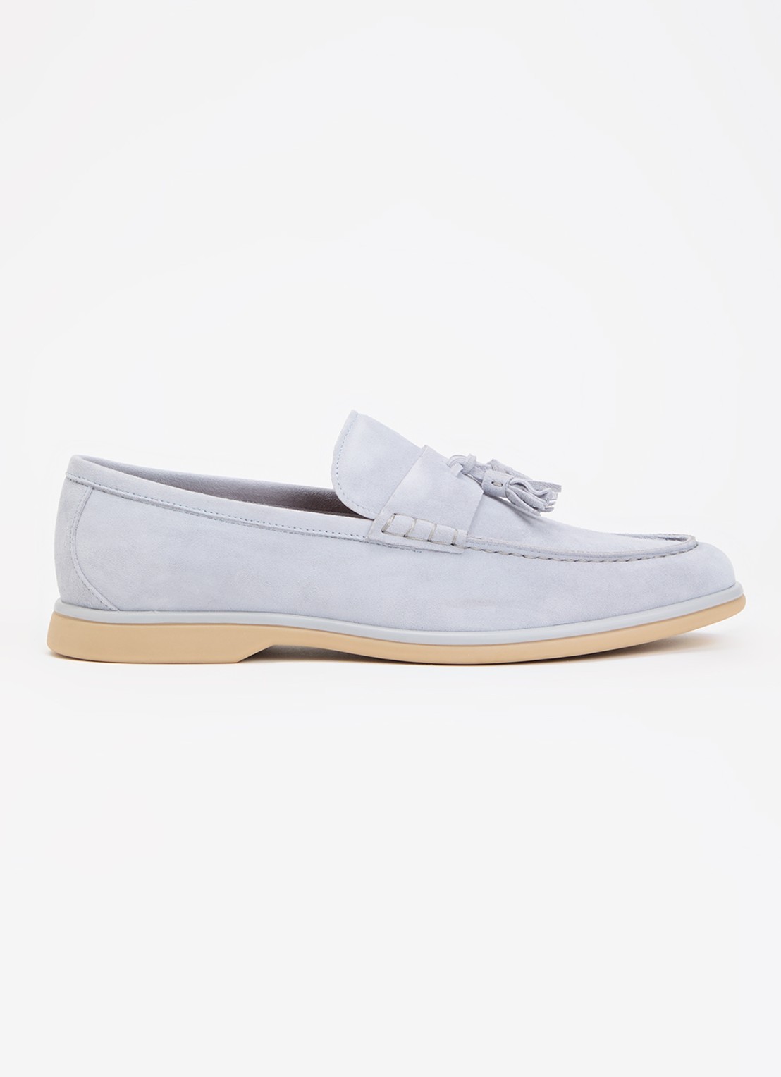 Dune London Broddi loafer van suède - voorkant 2 lichtblauw