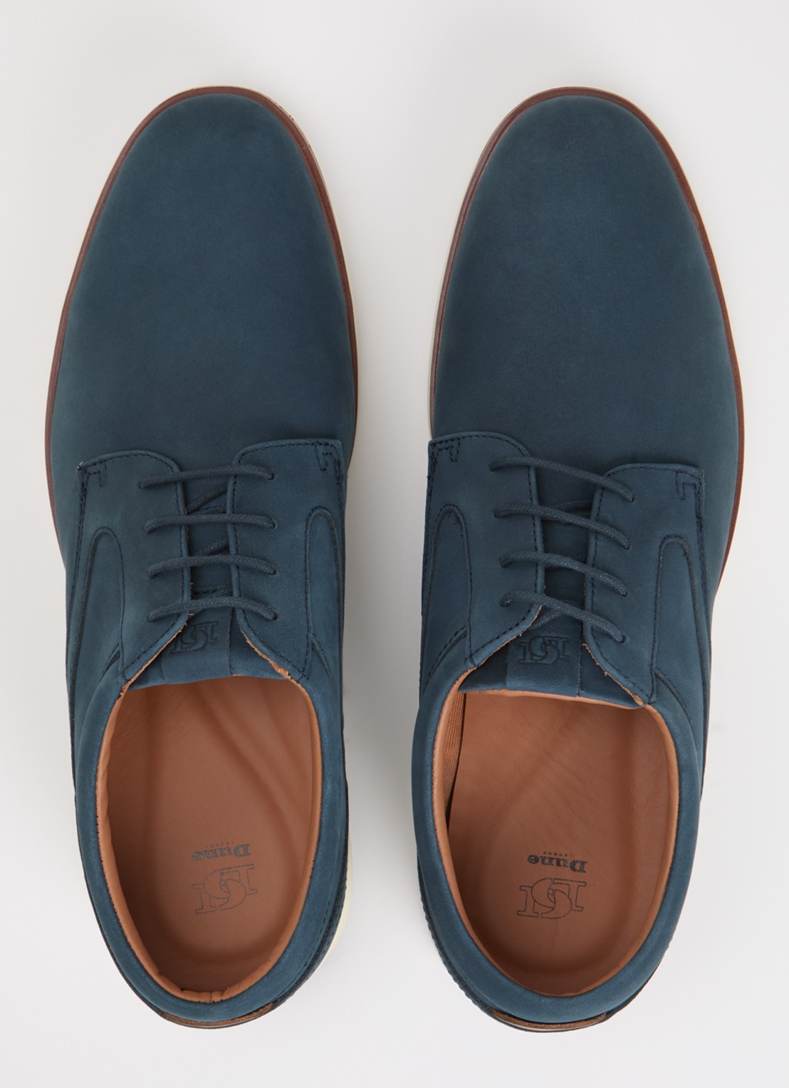 Dune London Brydon veterschoen van leer - detail 4 blauw