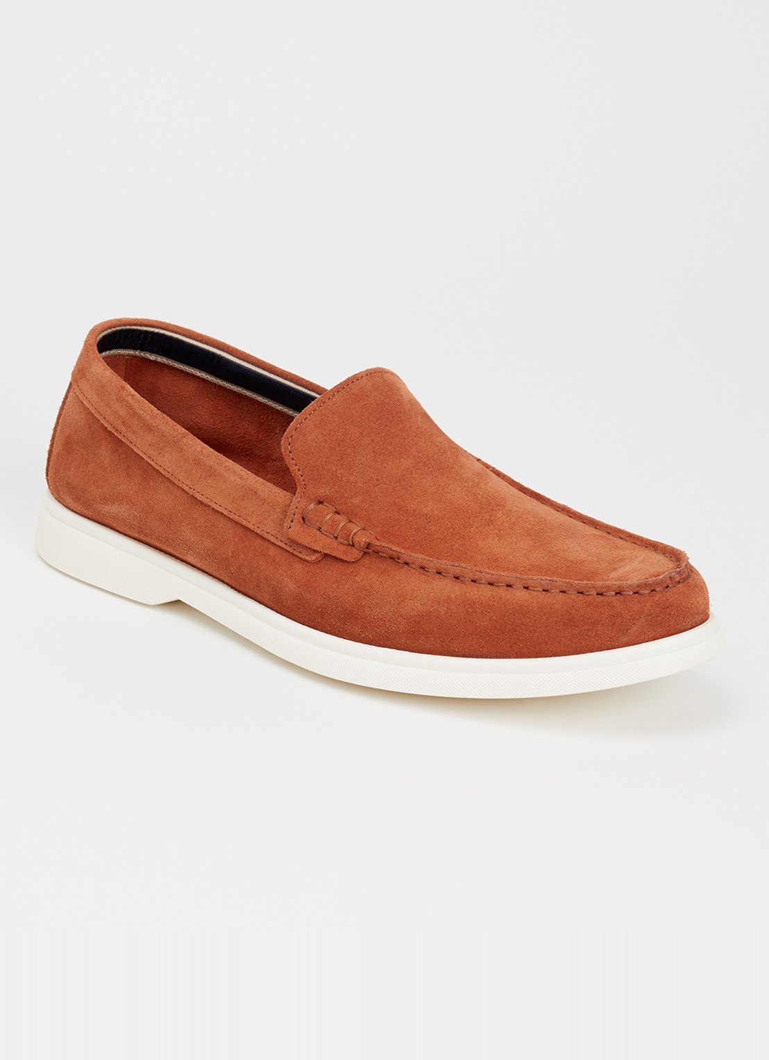 Dune London Buftonn loafer van suède  - voorkant roodbruin
