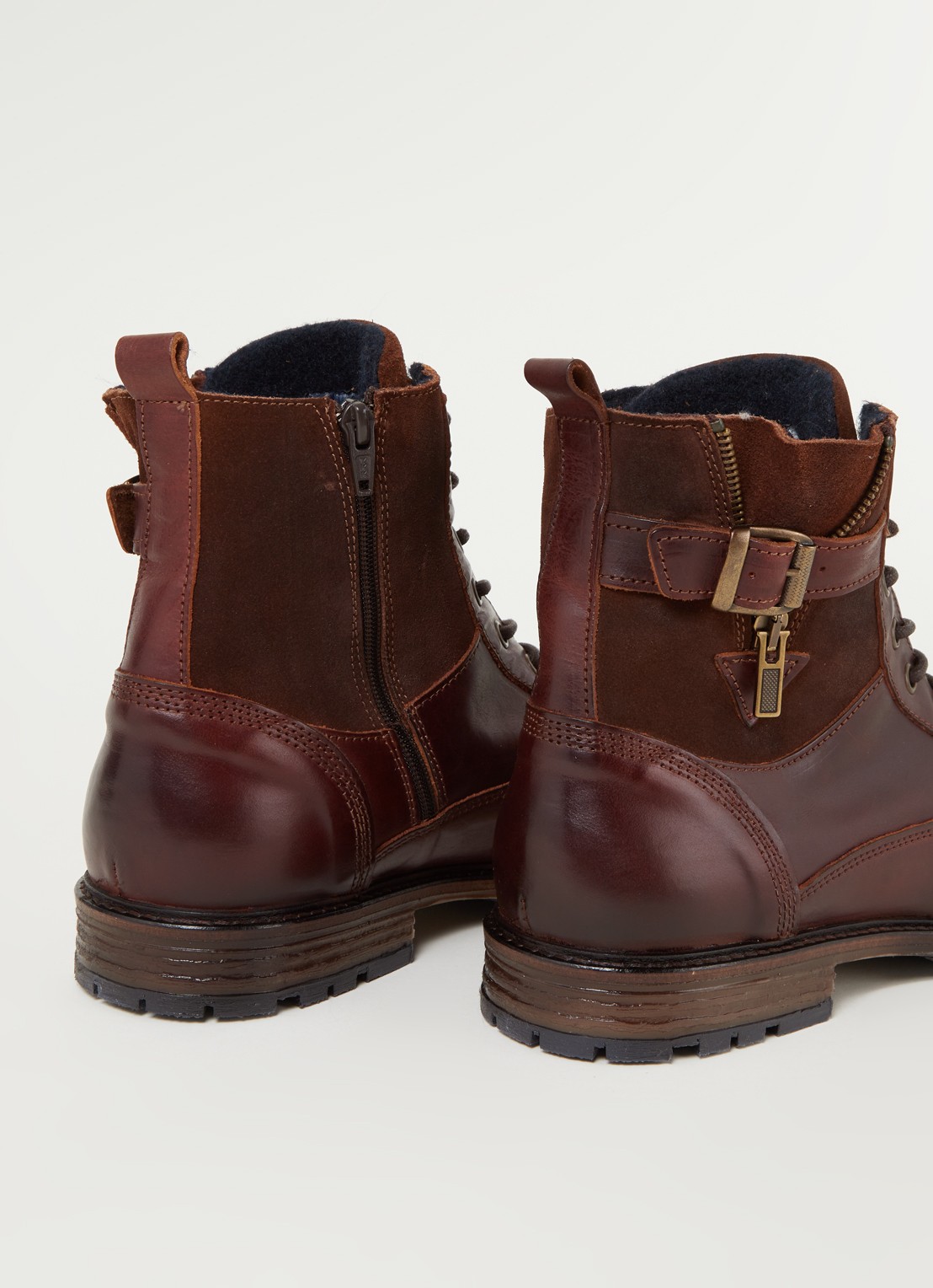 Dune London Call veterboot van leer met suède details - detail 3 donkerbruin