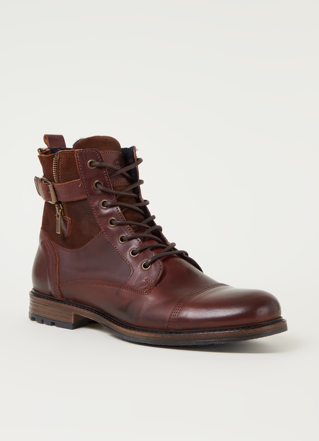 Dune London Call veterboot van leer met suède details - voorkant donkerbruin
