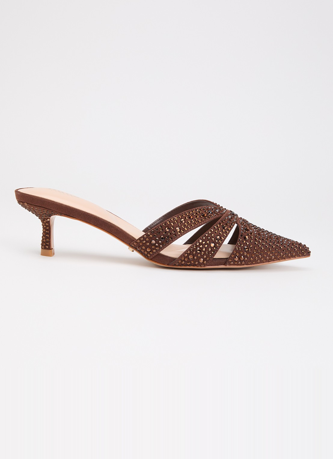 Dune London Calla muiltje met strass - voorkant 5 bruin