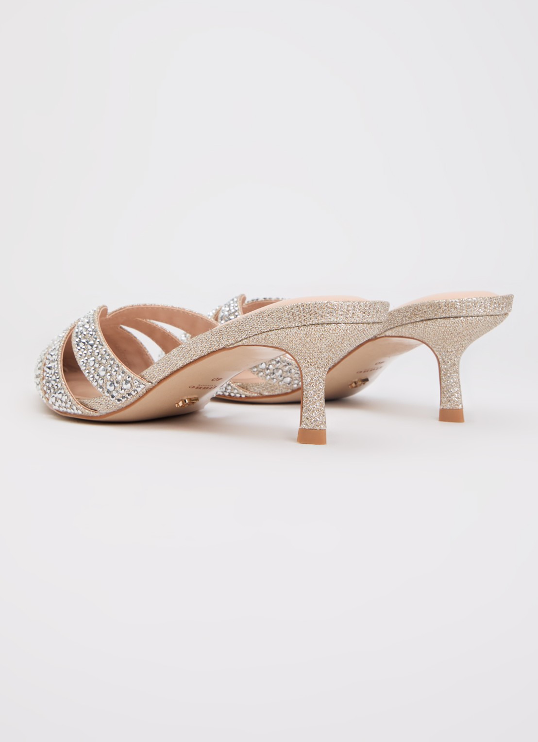 Dune London Calla muiltje met strass - achterkant 4 goud