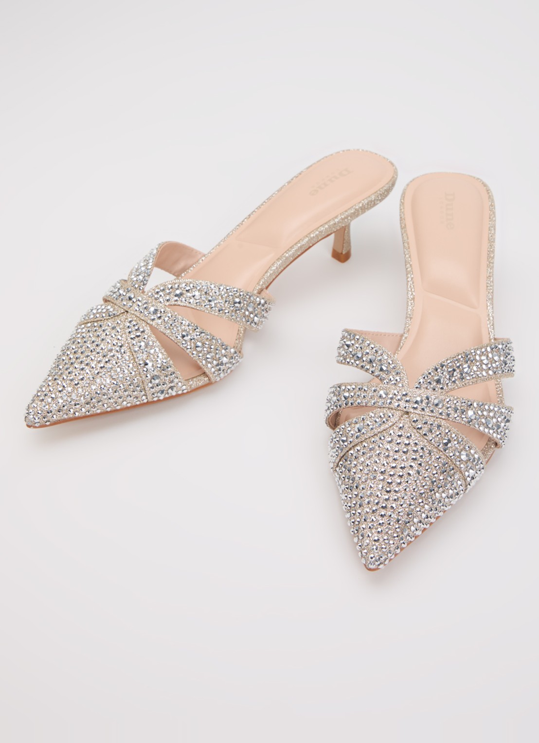 Dune London Calla muiltje met strass - detail goud