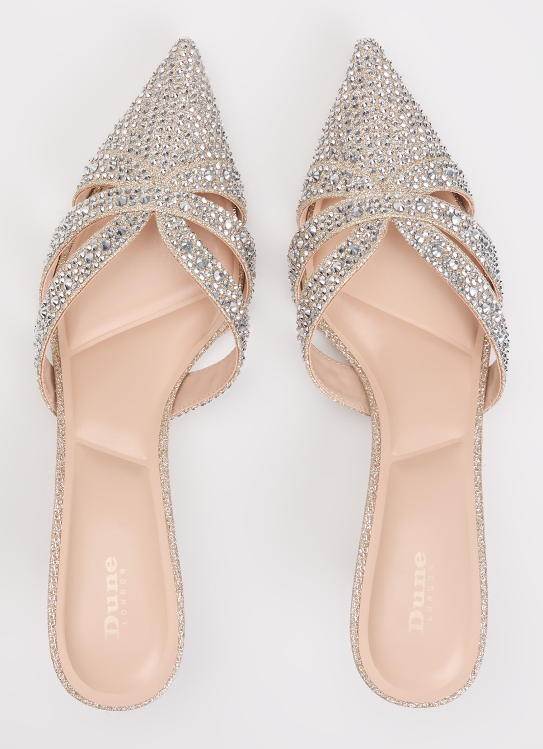 Dune London Calla muiltje met strass - detail 2 goud
