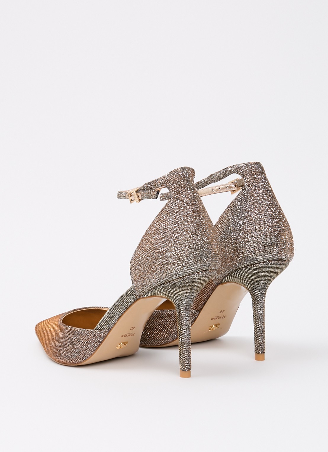 Dune London Calmness sandalette - achterkant brons - textiel