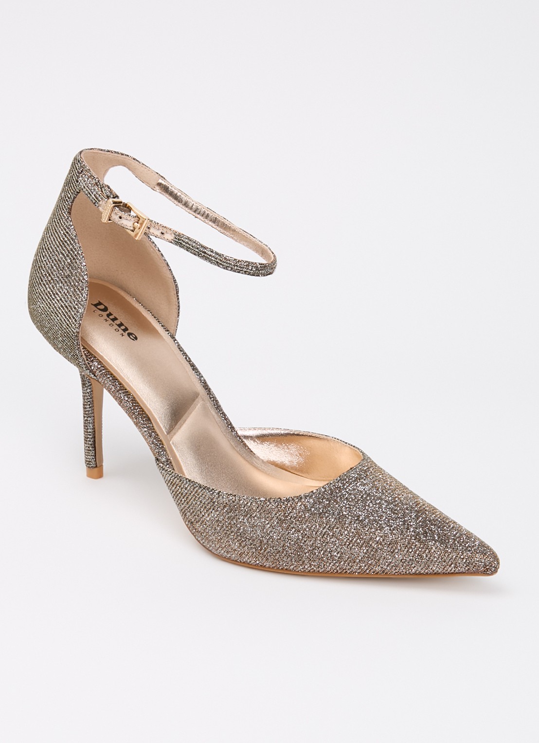 Dune London Calmness sandalette - voorkant 2 brons - textiel