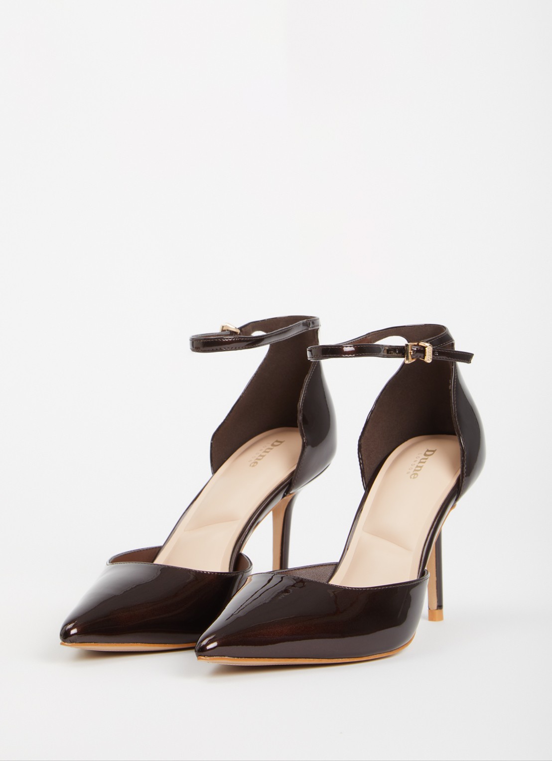 Dune London Calmness sandalette - detail 2 donkerbruin - lak