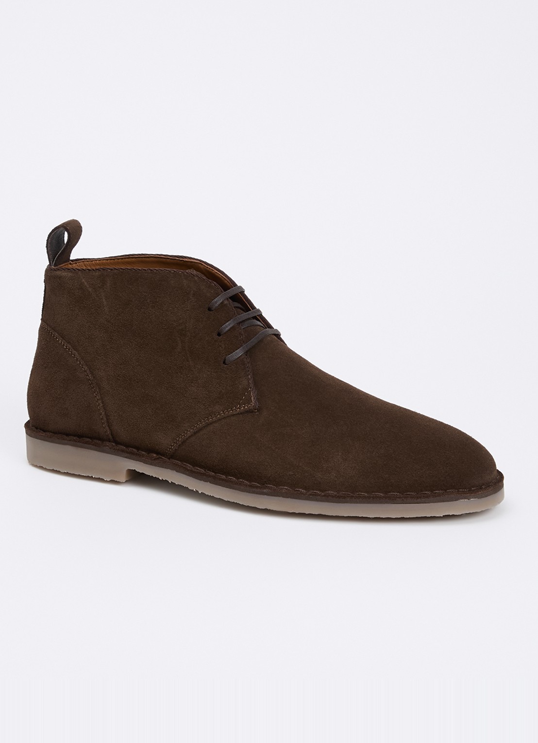 Dune London Cashed veterschoen van leer  - voorkant 4 mahoniebruin