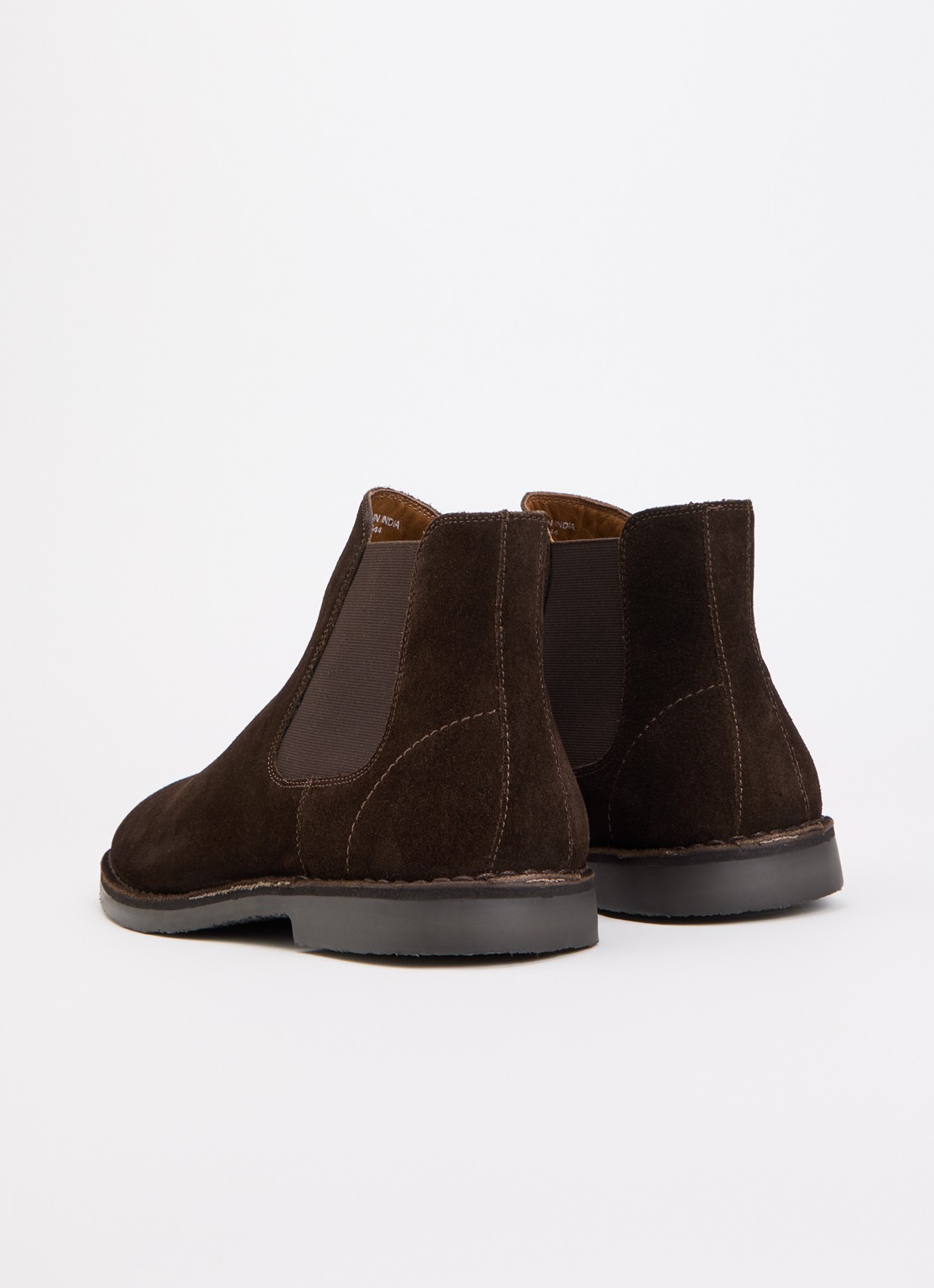 Dune London Cashy chelsea boot van suède - achterkant 4 donkerbruin